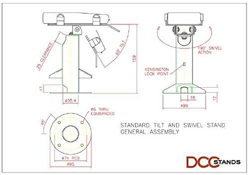 DCCStands Pax A80 Swivel and Tilt Stand, Screw-in and Adhesive - Low Profile, White
