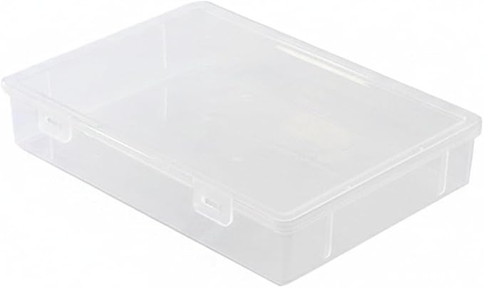 Low-Profile Rectangular File Box with Handle, Transparent PP Plastic Document Organizer for Desktop Storage