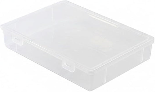 Low-Profile Rectangular File Box with Handle, Transparent PP Plastic Document Organizer for Desktop Storage