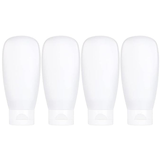 TSA Approved Travel Bottles Set for Toiletries Travel Size Containers Kit 4 Pack Portable Leak Proof Refillable Squeeze Cosmetic Airplane Essential Shampoo Hair Conditioner Body Lotion Bath Shower Gel