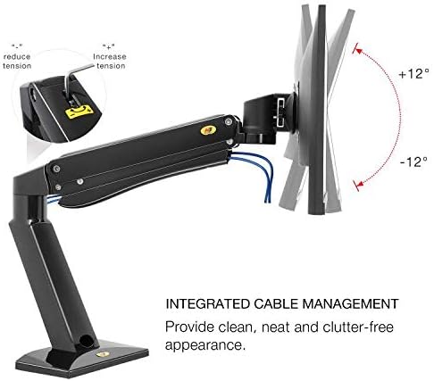 NB North Bayou Heavy Duty Monitor Arm Desk Mounts, Full Motion Mount Fits for 24"-42" Big Screen with Heavy Weight Capacity 4.4lbs-33lbs, Height Adjustable with Clamp, Grommet Mounting Base, NB45-B