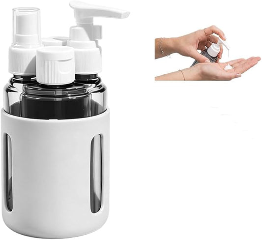 4 in 1 Travel Dispenser Bottles – 2026 New Leak Proof Portable Dispenser Bottle Set for Shampoo, Conditioner, Lotion & Cream, 4pcs 60ml Travel Dispensers for Vacation & Business (Grey)