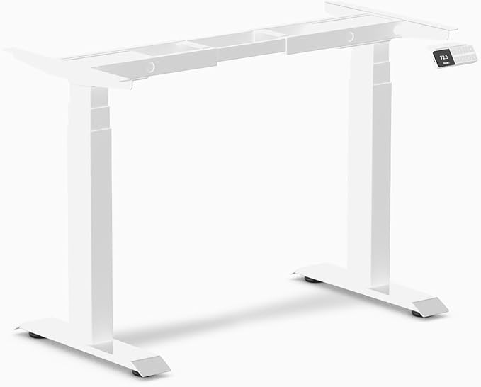 Desky Dual Mini Electric Standing Desk Frame ??Compact Height Adjustable Sit Stand Base with Dual Motors, Steel Frame, Memory Settings for Home Office & Small Spaces (Matte Black)