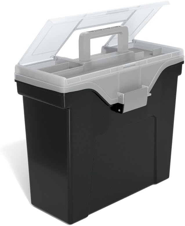 STAPLES Slim Portable File Tote, Letter Size, Black, 5/Carton