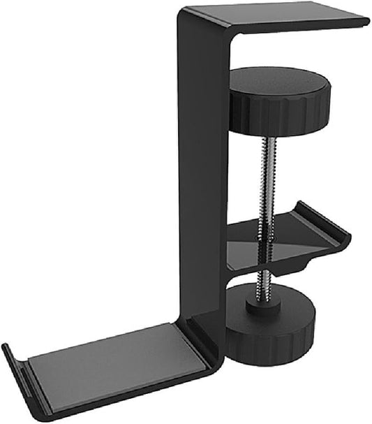 QMQJIA Metal Earphone Holder Hook Under Desk Headphone Stand Headset Hanger with Adjustable Clamp Universal Aluminum Alloy Headphone Hanger Sturdy Hook for Hanging Headphones On Desk Or Shelf