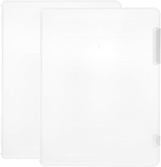 2pcs A4 File Organizer Boxes with Lid, Stackable Document Storage Cases for Office Papers, Contract and Receipt Sorting, White Desktop File Containers
