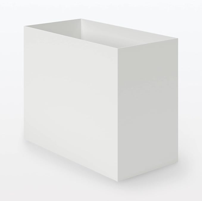 MUJI NCE47A3A File Box with Recycled Polypropylene, Standard Type, Wide, White, Gray, Approx. Width 5.9 x Depth 12.6 x Height 9.4 inches (15 x 32 x 24 cm)