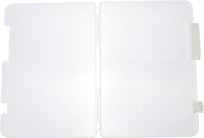 A4 Thin White Plastic File Storage Box with Lid, Dustproof Office Document Organizer and Desktop File Container for Papers and Receipts