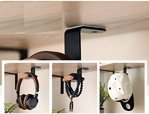 YANGMEI Under-Desk Mount Headphone Hanger Holder Headset Stand Walnut Wood Headphone Rack Hook Desk Tabletop Tape Under-Desk Mount Headphone Hanger Holder for Audio,Studio & Gaming Headphones