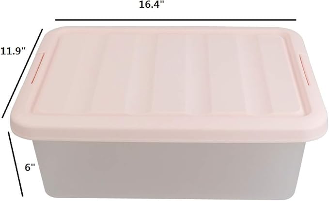 14 Quart Plastic Storage Boxes with Pink Lids, 2 Packs