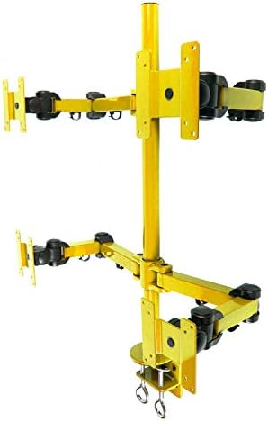 Quad LCD Monitor Stand Desk Clamp Holds Upto 4 27-Inch LCD Monitors, Yellow (LCD-2020Y)