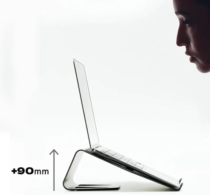 NUMIN Facet Laptop Stand Graphite | Laptop Tabletop Stand | Sturdy Rust Free Metal and Wood Design | Anti Slip leatherite Surface | Compatible for MacBook, HP, Dell, Lenovo