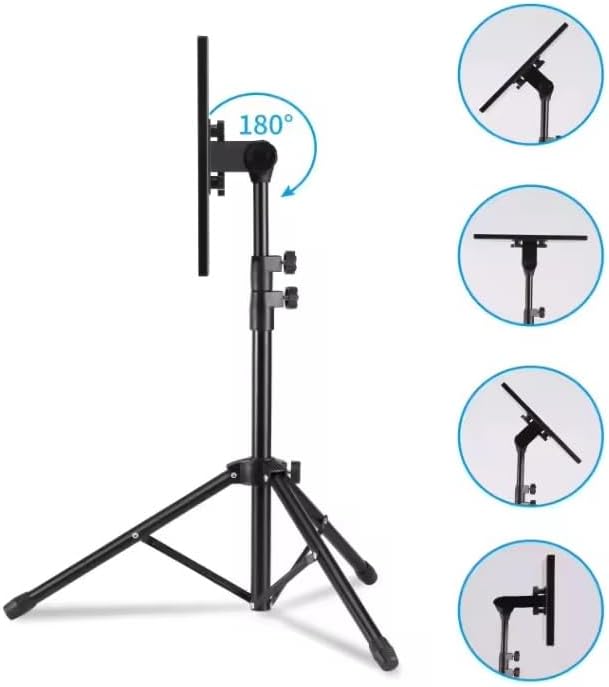 SKYMART Laptop Stand Tripod ??Adjustable Laptop Holder with Phone Mount | Heavy- Duty Alloy Tripod Stand with Tray | Height Adjustable 0.65??.6m | Portable, Foldable, 15kg Load Capacity | Black