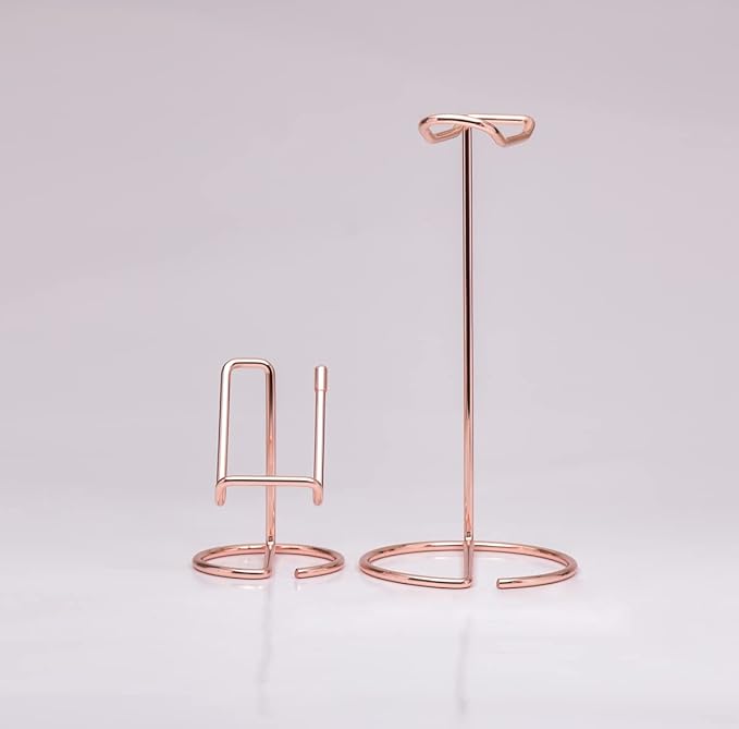 JIARI Headphones Stand and Cell Phone Stand Desktop Metal Holder Accessories 2pcs Set (Rose Gold)