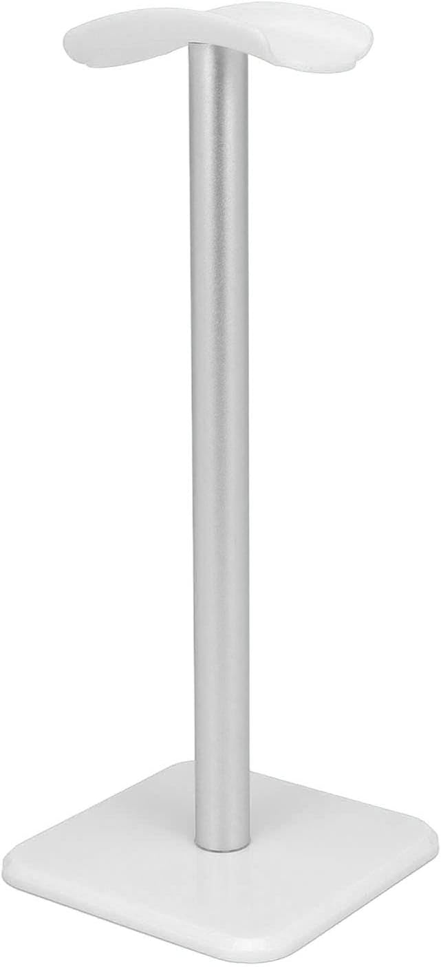 Headphone Stand, Headset Holder Gaming Headset Holder with Aluminum Supporting Bar Flexible Headrest Rounded Corner Anti Slip Base for All Headphones Size (White)