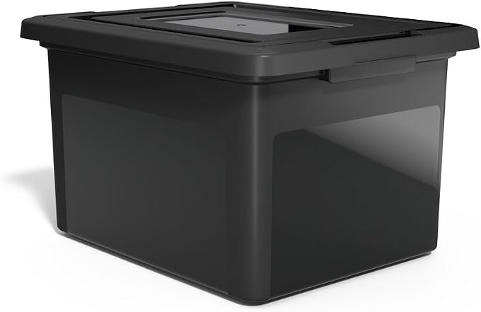 STAPLES File Box Plastic File Box Snap, Letter/Legal Size, Black, 2/Pack