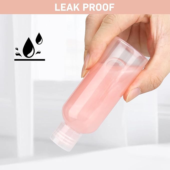 10 Pack Travel Bottles for Toiletries 3.4oz TSA Approved Travel Size Containers Leak Proof Shampoo Bottles Squeezable Empty Plastic Toiletry Bottle Small Traveling Essentials(Clear)