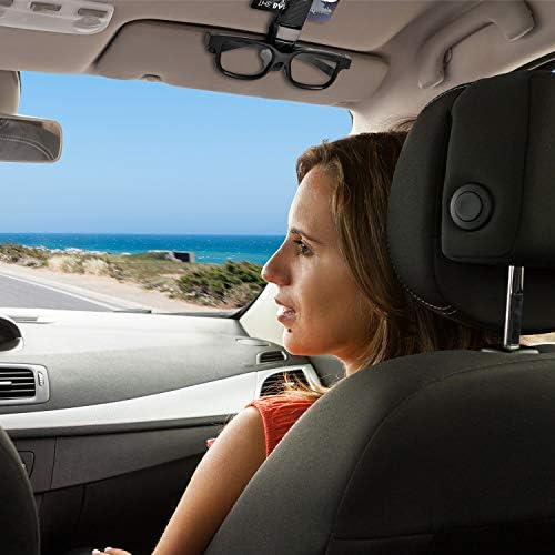 Boao 4 Pcs Sunglasses Holders for Car Sun Visor, Glasses Ticket Card Clip Mount Hanger, Double-Ends Clip 180 Degree Rotational Car Visor Accessories(Black)