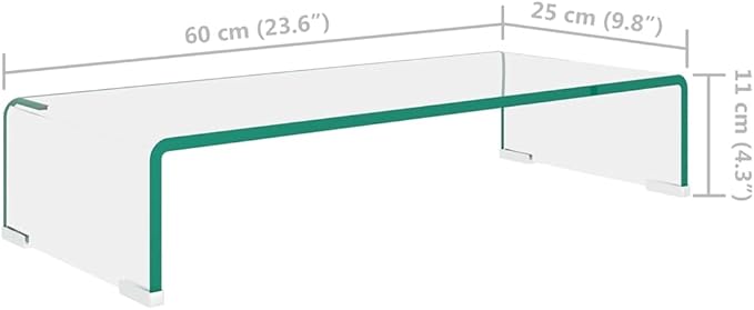 vidaXL TV Stand Clear Toughened Glass, Plastic 15.7 x 9.8 x 4.3 in