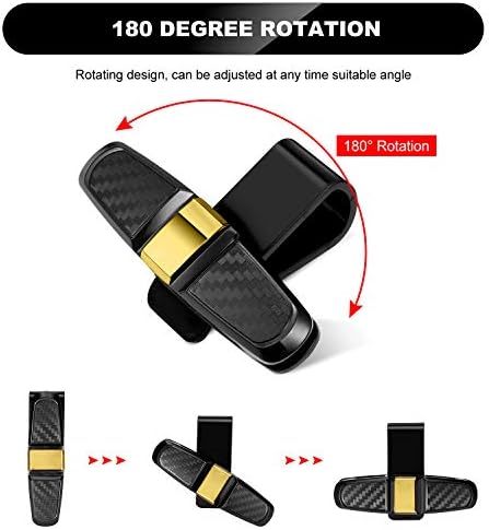 Boao 4 Pcs Sunglasses Holders for Car Sun Visor, Glasses Ticket Card Clip Mount Hanger, Double-Ends Clip 180 Degree Rotational Car Visor Accessories(Gold)