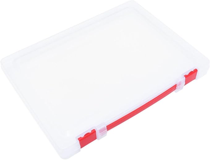 ULTECHNOVO Document Storage Box with Red Buckle, Stackable Pp File Case for Certificates and Materials, Easy to Carry Organizer for Office and Closet Use