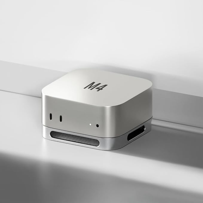 Mac Mini 4 Aluminum Stand with Mesh Dust Cover ??Cooling Base with Airflow Design, Anti-Slip Pads & Easy Power Access