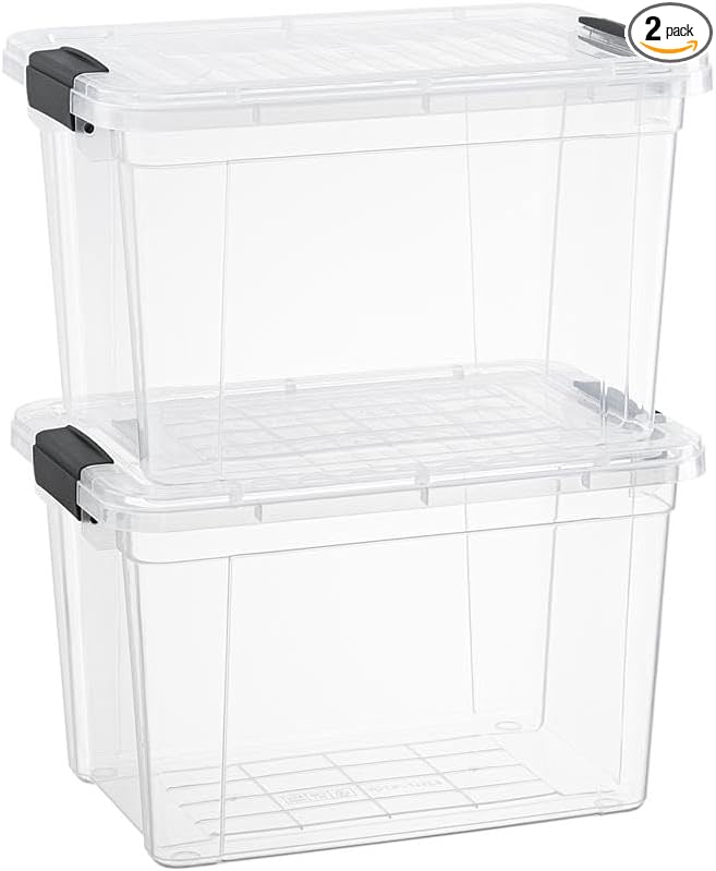 Superio Small Clear Storage Boxes with Lids, 4.75 Quart Plastic Container Bins for Organizing, Stackable Crates, BPA Free, Non Toxic, Odor Free, Organizers for Home, Office, School, and Dorm