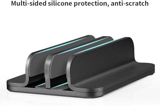 Aluminum Alloy Double Slot Storage Port Vertical Laptop Stand，laptop stand for desk，adjustable laptop stand，Applicable to all MacBook models