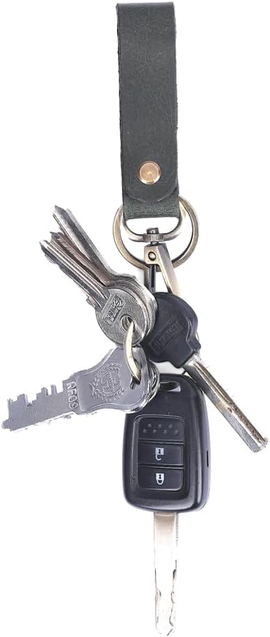 Genuine Leather Keychain with Belt Loop - Key Case Leather Tactical HK EDC Clip Fob Keychain Leathers Key Holder