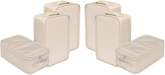 Travel Shoe Bags, Foldable Waterproof Shoe Pouches Organizer-Double Layer (6 Cream Shoe Bags)