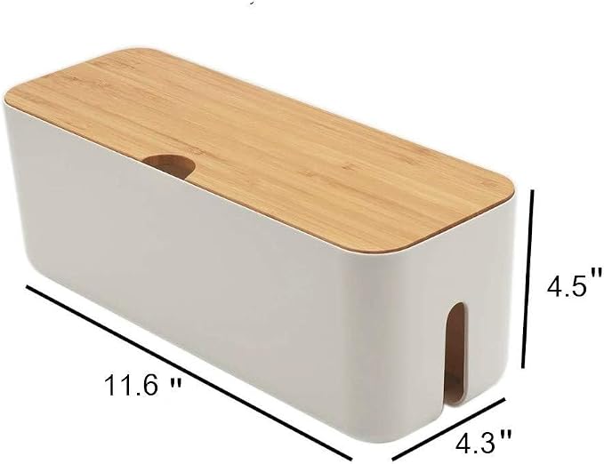 2 Pieces Cable Management Box|Cord Organizer Box| Hide and Conceal Power Strips and Electrical Cords from TVs, Computers, and Desks (White 2PCS)