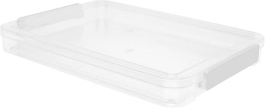 DOITOOL Stackable A4 File Storage Box with Lid, Medium Acrylic Document Organizer for Photo Papers and Office Supplies, Portable Desktop Filing Bin for Document and Scrapbook Storage