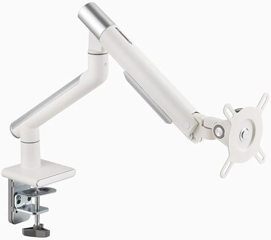 Desky Single Slim Monitor Arm ??Adjustable Desk Mount with Gas Spring, VESA 75/100, 360° Rotation, Cable Management, Fits Monitors Up to 32", 19.8 lbs Capacity (White)