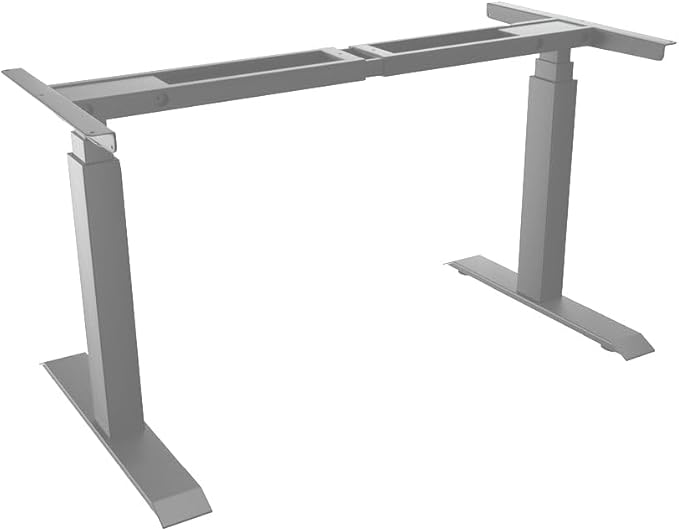 Desky Dual Mini Electric Standing Desk Frame ??Compact Height Adjustable Sit Stand Base with Dual Motors, Steel Frame, Memory Settings for Home Office & Small Spaces (White)