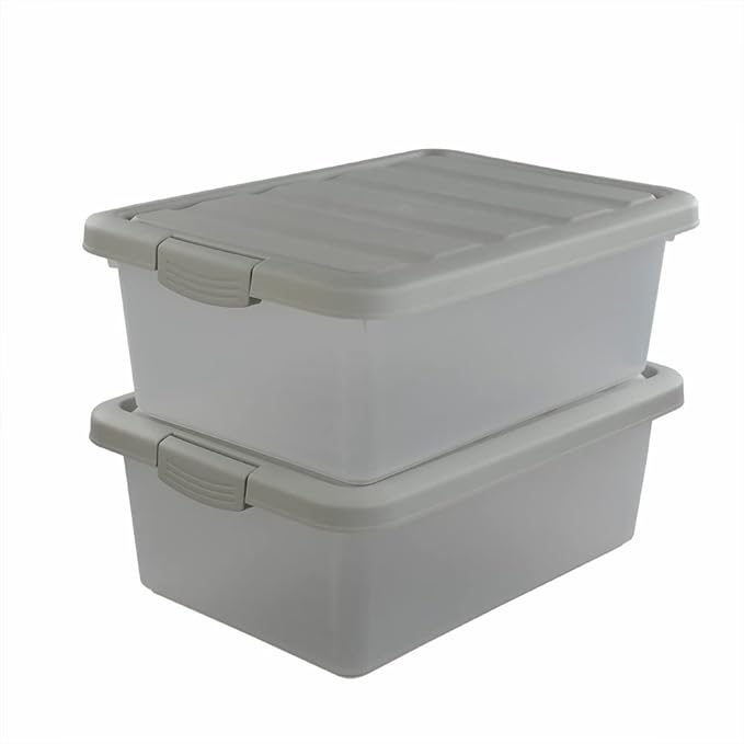 14 Quart Plastic Storage Box, Clear Storage Bin with Lid, 2 Packs