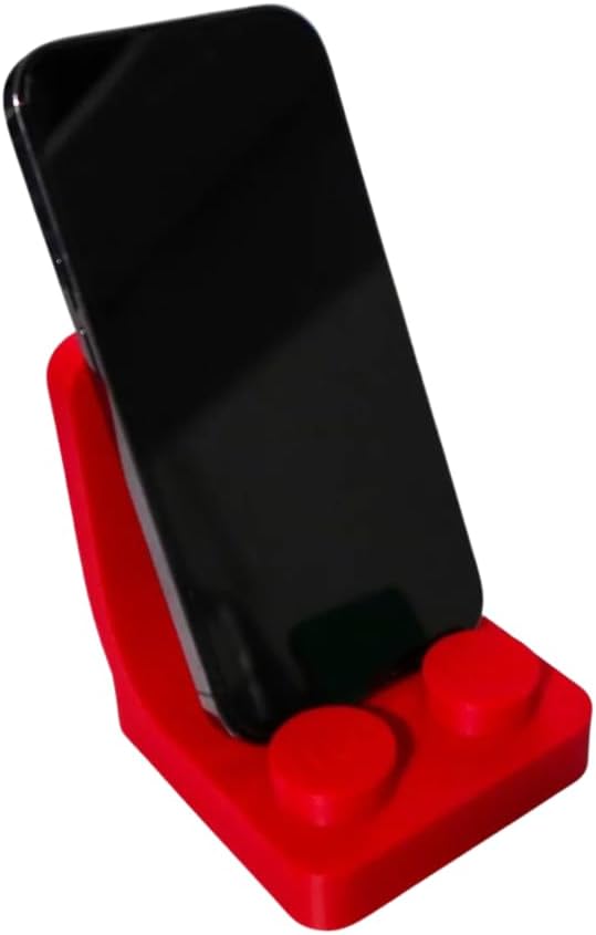 Brick Seat Phone Holder ??Fun Brick-Style Stand for Smartphones & Tablets ??Desk Display Holder for Vertical or Horizontal Viewing ??Colorful Organizer for Office, Gaming, or Kids Rooms (Red)