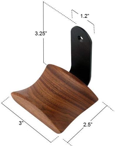 KiaoTime Headphone Hanger Headset Stand Hook Walnut Wood Headphone Holder Rack Hook Desk Tabletop Wall Mount Tape Under-Desk Headphone Hanger Holder, Universal Fit (Wall Mount)