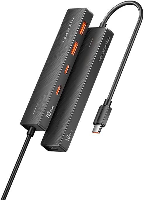 VENTION 10Gbps USB 3.2 Hub, USB Hub with 4 USB 3.2 Ports(USB A*2 Type C*2), PD 100W Chrging USB 3.2 Gen 2 Splitter USB Expander, Black