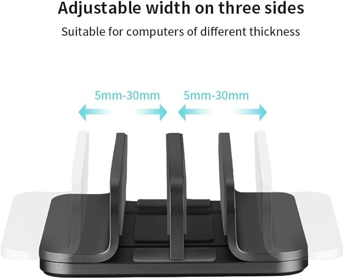 Aluminum Alloy Double Slot Storage Port Vertical Laptop Stand，laptop stand for desk，adjustable laptop stand，Applicable to all MacBook models