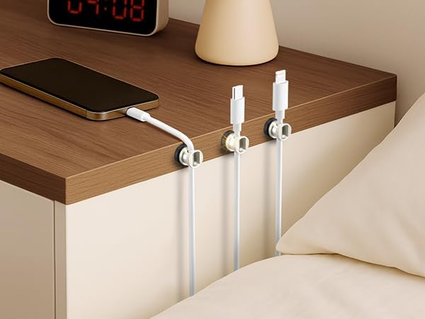 Viaky Magnetic Cord Holder Charger Holders for Cords Metal Cable Management Adhesive Cable Clips Office Desk Accessories Wire Holder Organizer Neatly for Nightstand Office Car Desk(3 Pack)