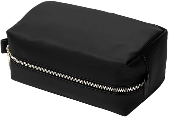 Organizer Bag Lightweight Cosmetic Bag with Ring Clasp Perfect Travel Makeup Bag for Women nylon Stand Up Design (Black/Nylon)