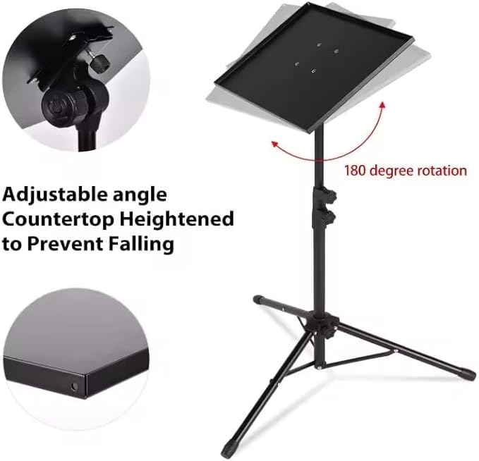 SKYMART Laptop Stand Tripod ??Adjustable Laptop Holder with Phone Mount | Heavy- Duty Alloy Tripod Stand with Tray | Height Adjustable 0.65??.6m | Portable, Foldable, 15kg Load Capacity | Black