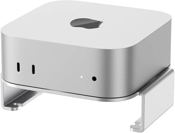 Mac mini M4 Stand - Aluminum Desktop Stand Mount, Easy Access to Power Button, Desk Organization, Enhanced Heat Dissipation Compatible with 2024 Mac mini M4 / M4 Pro