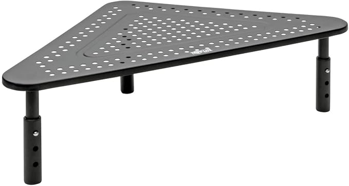 Tripp Lite Computer Monitor Stand, Corner Desk Monitor Stand for L Shaped Desk, Adjustable Height, 12 x 20 in., Metal, Black (MR1220M)