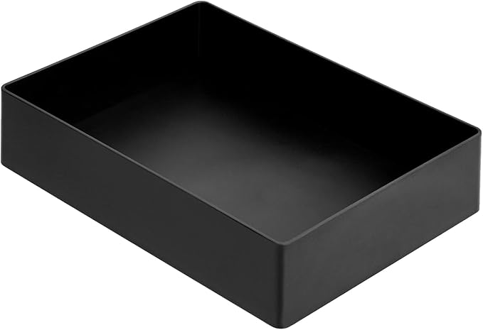 Amazon Basics Rectangular Plastic Desk Organizer with Storage Trays, Accessory Tray for Office Supplies and Pen Holder, 9.4 x 6.7 x 2 inch, Black
