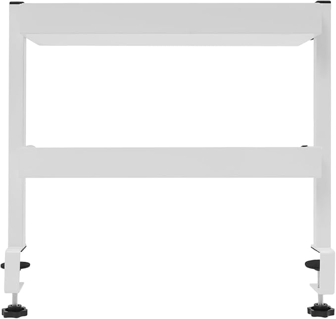 Clamp On Desk Shelf 2-Tier Shelving Unit for Office Desk Gaming Accessories,Tabletop Book Storage Rack for Top & Under of Desk (White)