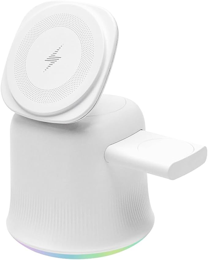 2026 3 in 1 Wireless Charging Station for Apple MagSafe Charger, 15W Fast Magnetic MagSafe Charger Stand for iPhone 17 16 15 14 13 12 Apple Watch AirPods Series (White), Gifts for Men