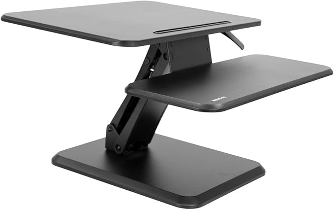 Mount-It! Standing Desk Converter, Compact 25" Sit Stand Desk Riser with Gas Spring Lift, Adjustable Height Desktop Riser for Laptop, Monitor, and Keyboard, Small Home Office Desk Converter