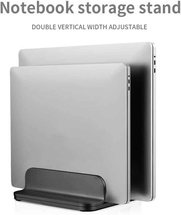 Aluminum Alloy Double Slot Storage Port Vertical Laptop Stand，laptop stand for desk，adjustable laptop stand，Applicable to all MacBook models