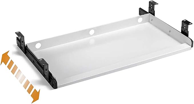 Keyboard Tray Under Desk Heavy-Duty Metal Slide-Out Platform Drawer Tray (White)